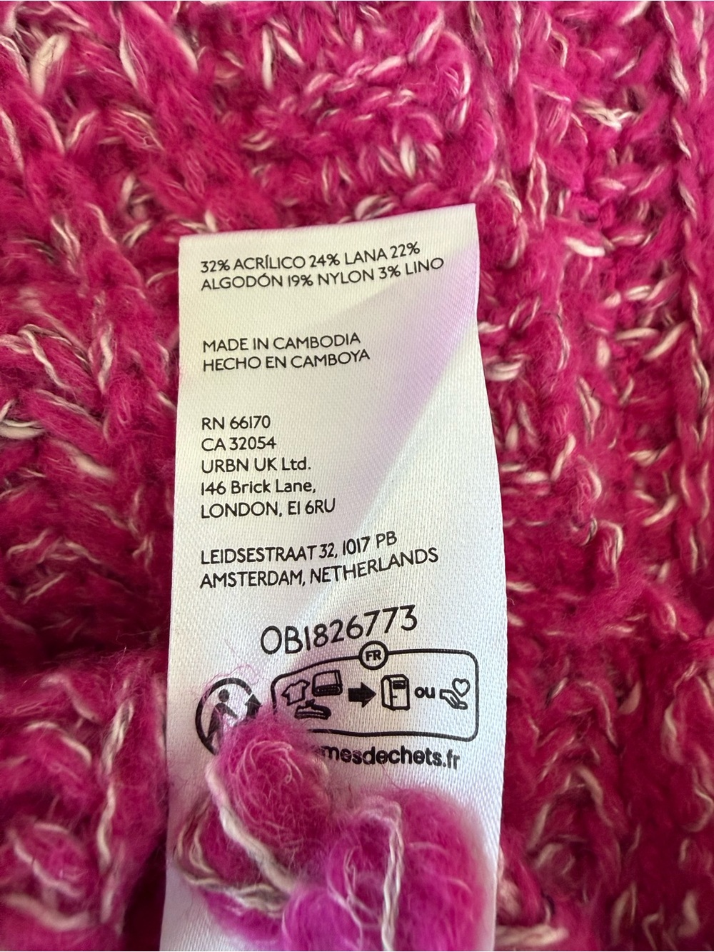 Pilcro Hot Pink Chunky Ribbed Mock Neck Sweater  Large - Picture 8 of 10